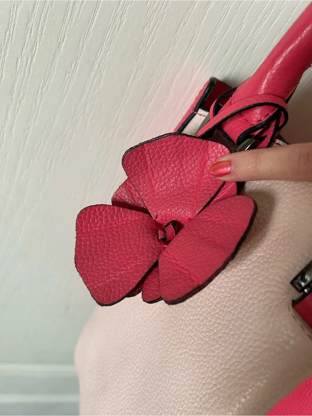 Heather's Closet Convertible Two Tone Pink Bucket Flower Pebbled Shoulder Bag